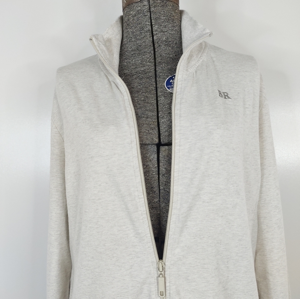 Banana Republic ivory & gray heathered lightweight zip up jacket - Picture 3 of 15